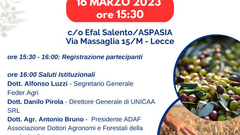 Lecce, 16 marzo 2023 – “La nuova PAC 2023-2027. Opportunità e criticità per le aziende agricole del Salento”