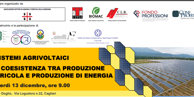 Cagliari, 13 dicembre 2024 – Convegno “I sistemi agrivoltaici. La coesistenza tra produzione agricola e produzione di energia”