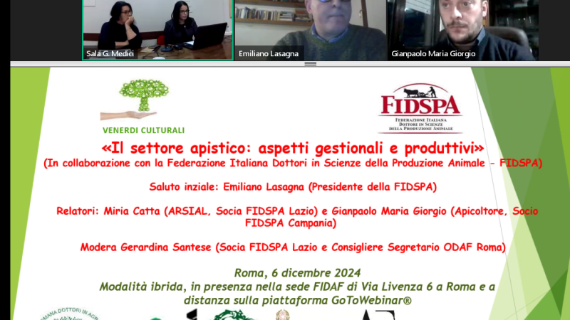 Venerdì Culturale 06.12.2024 “Il settore apistico: aspetti gestionali e produttivi” (In collaborazione con FIDSPA) – PRESENTAZIONI